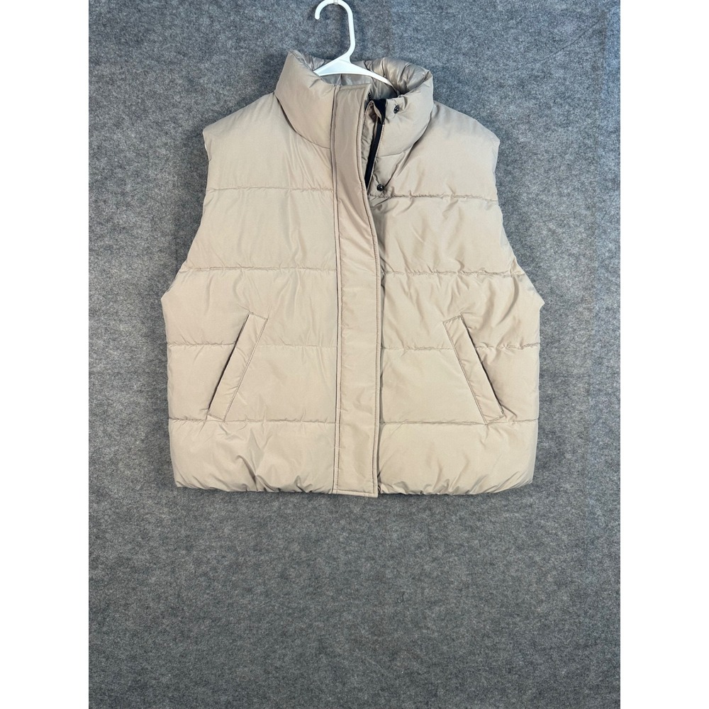 HFX‎ Outdoors Mens Puffer Vest Medium M Beige Sleeveless Padded Casual Warm